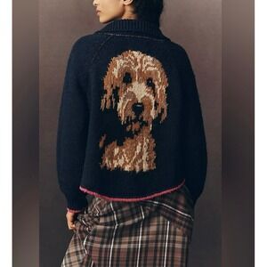 Anthropologie The Jesse Dog Icon‎ Cardigan Sweater by Pilcro Doodle